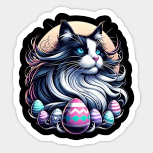 Majestic Tuxedo Easter Anime Retro cat Sticker